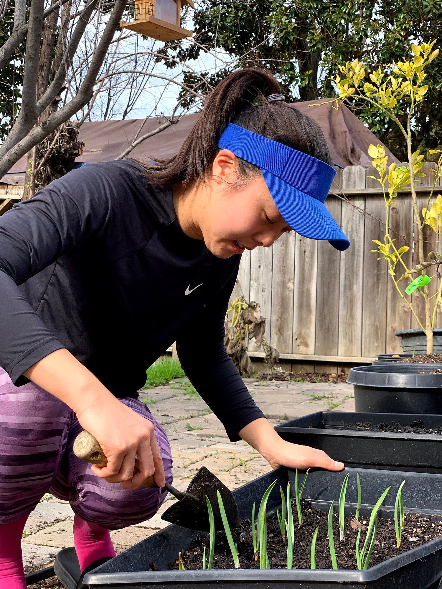 Stephanie working in the garden