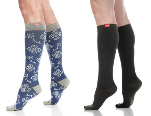  Chaussettes de Compression Fleuries et Noires