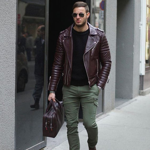 estilo jaqueta de couro masculina