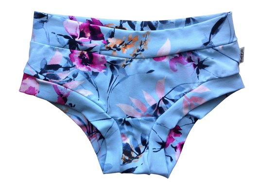Pink Hibiscus Flower Women's Underpants, Comfortable Organic Cotton Jersey  Lounge Panties, Elastic Free Underwear Boyleg and Brief Style 