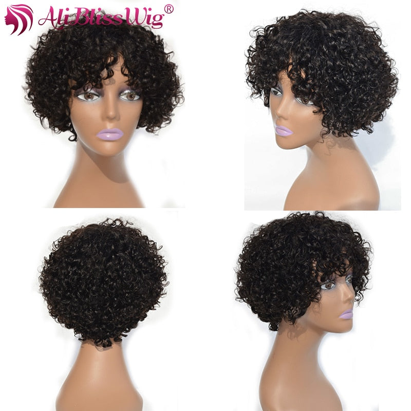 Natural Curly 6 Inches Short Bob Brazilian Remy Human Hair Wig – Brooklyn  Born Cosmetics
