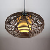 Coffee Rattan Pendant Light Lampshade For Living Room