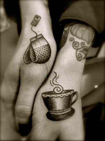 Couple tattoo tea and tea cup