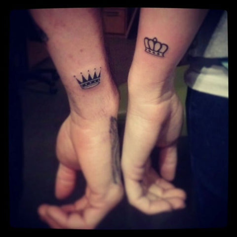 Couple tattoos King & Queen crowns