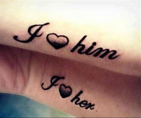 Tatouage de couple I love him - I love her