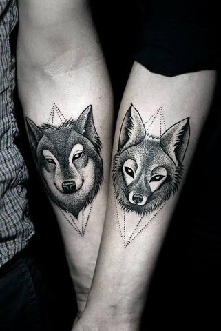 Koppel tattoo wolf & vos