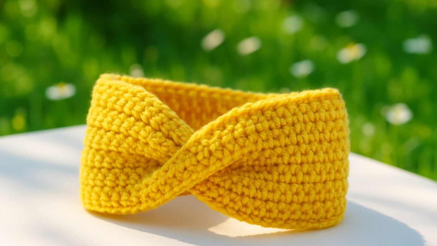 Crocheted headband with simple twist design