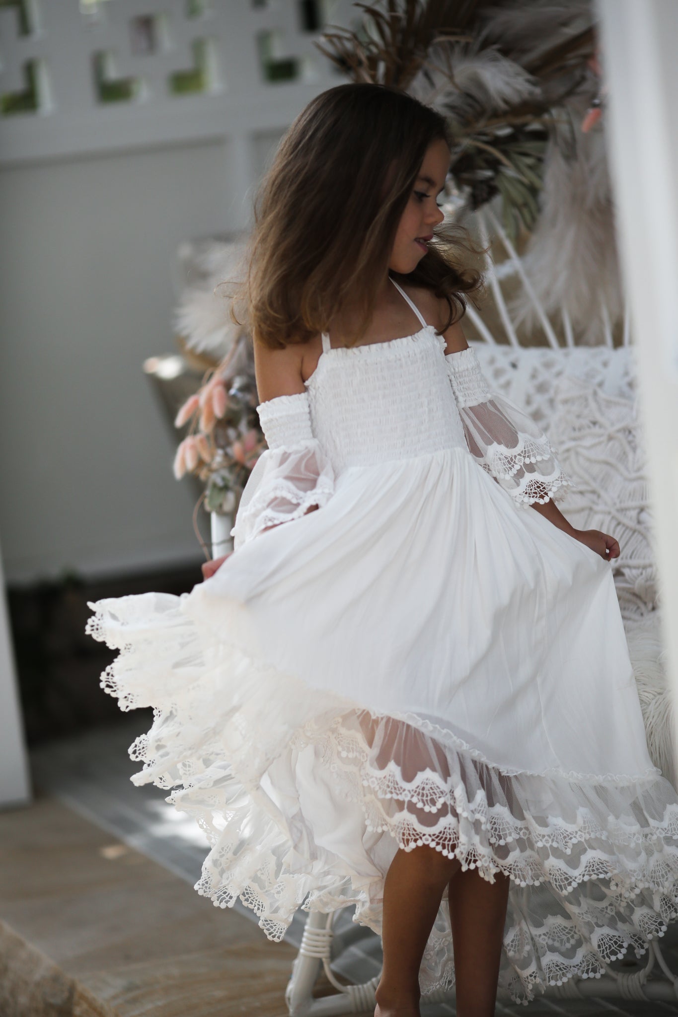 Finlay - Ivory Lace Girls Dress - Tea Princess
