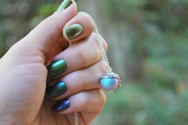 Silver Tide Pool Magic Acorn Necklace | Iridescent Blue Acorn | Someth ...