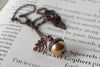 Honey & Copper Acorn Necklace | Nature Jewelry | Woodland Pearl Acorn | Fall Acorn Charm Necklace - Enchanted Leaves - Nature Jewelry - Unique Handmade Gifts