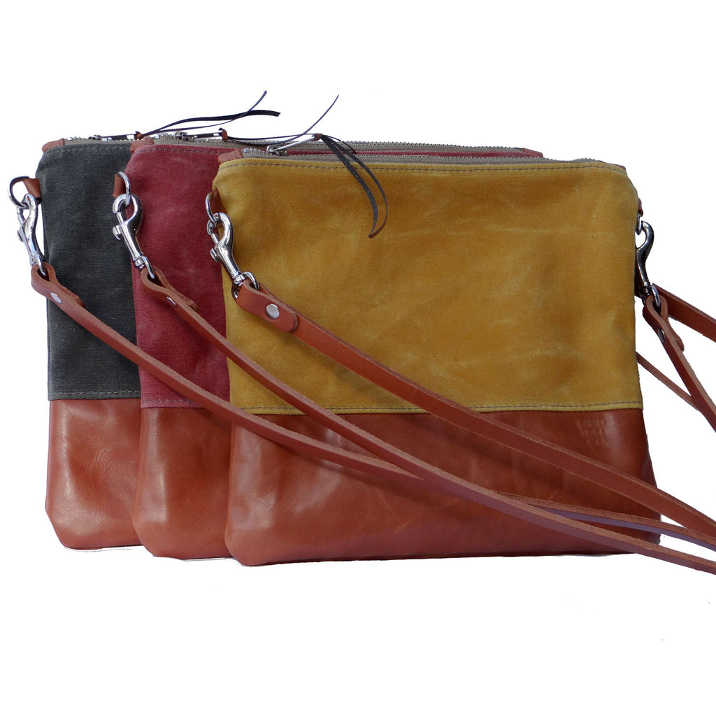 Sanibel Waxed Canvas & Leather Crossbody Bag - Yellow and Tan | 1820 Bag Co.