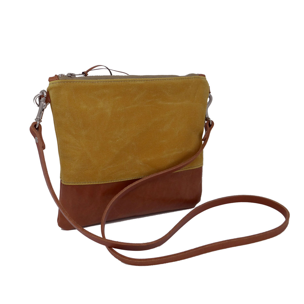 Sanibel Waxed Canvas & Leather Crossbody Bag - Yellow and Tan | 1820 Bag Co.