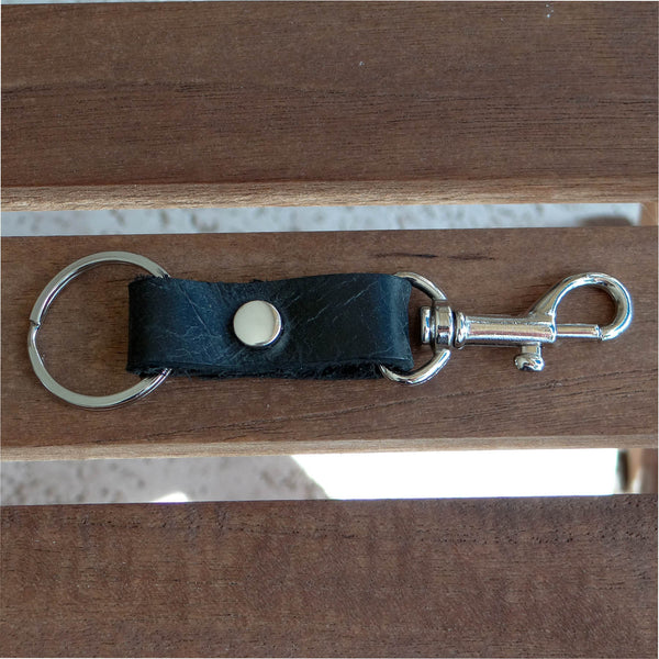 Black Leather Key Ring, Leather Fob Keychain, Belt Clip Key Holder ...