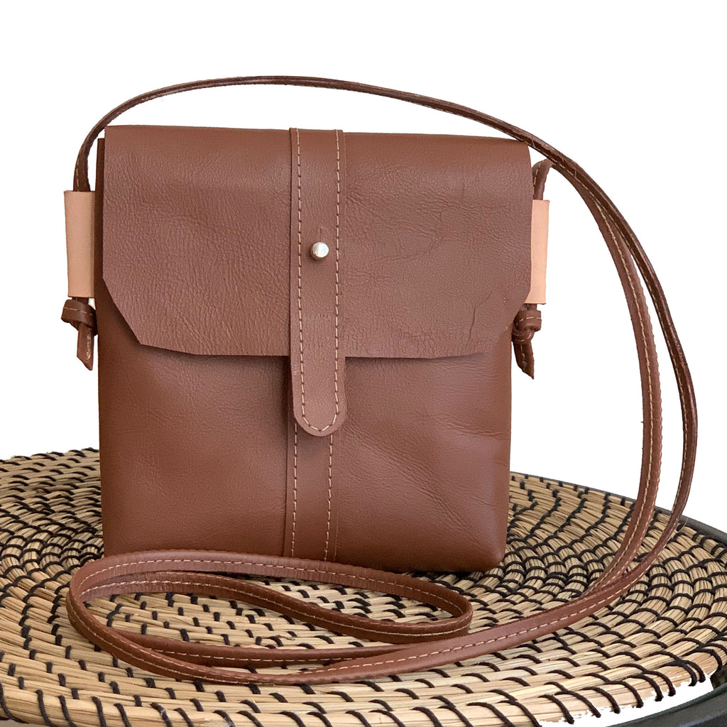 Pinecrest Mini Leather Satchel Crossbody Bag - Tan | 1820 Bag Co.