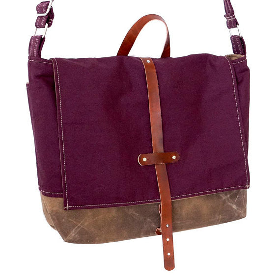 Purple Hemp & Waxed Canvas Messenger Bag - 1820 Bag Co.