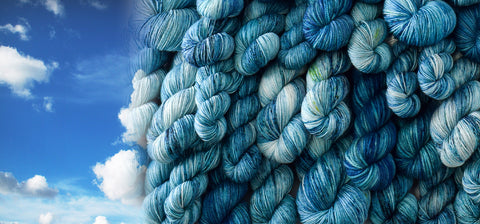 Photo Illustration, blue sky with yarn