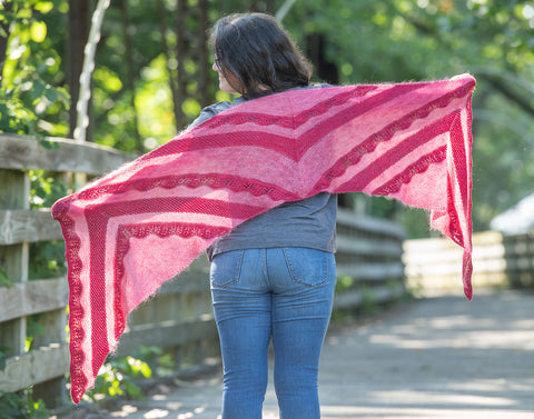 Ivy wearing the Floating Ribbons shawl