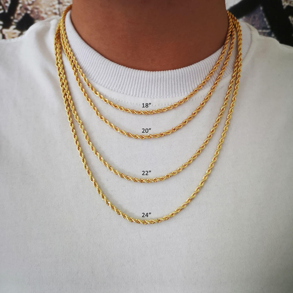 7mm Stainless Steel Coffee Bean Chain Set in Gold - Helloice Jewelry