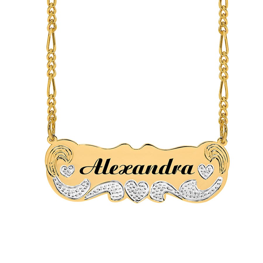 14K Gold over Sterling Silver Engraved Nameplate Necklace "Alexandra"