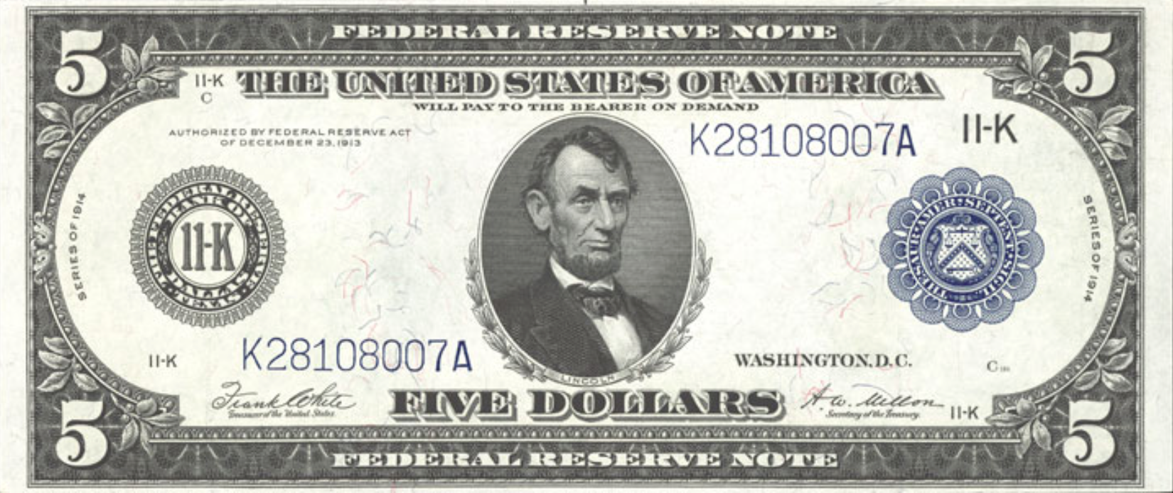 5-$5 Dollar Bills Play Casino Poker Money Lincoln Funny Play Money Note T1
