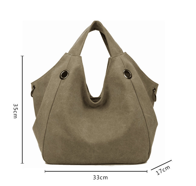 Larissa - Grey - Casual Canvas Hobo Bag | Love Handbags