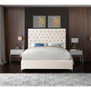IF-5642 Creme Velvet Platform Bed w/ Chrome and Gold Feet (IFDC)