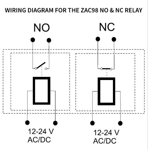 Zooz 2 Channel NO & NC Accessory Relay ZAC98 Wiring Diagram