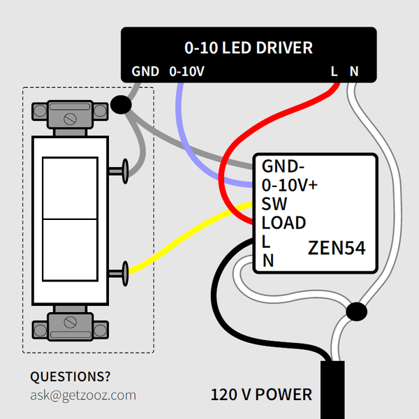 Zooz 0-10 V Dimmer ZEN54 Wiring Diagram