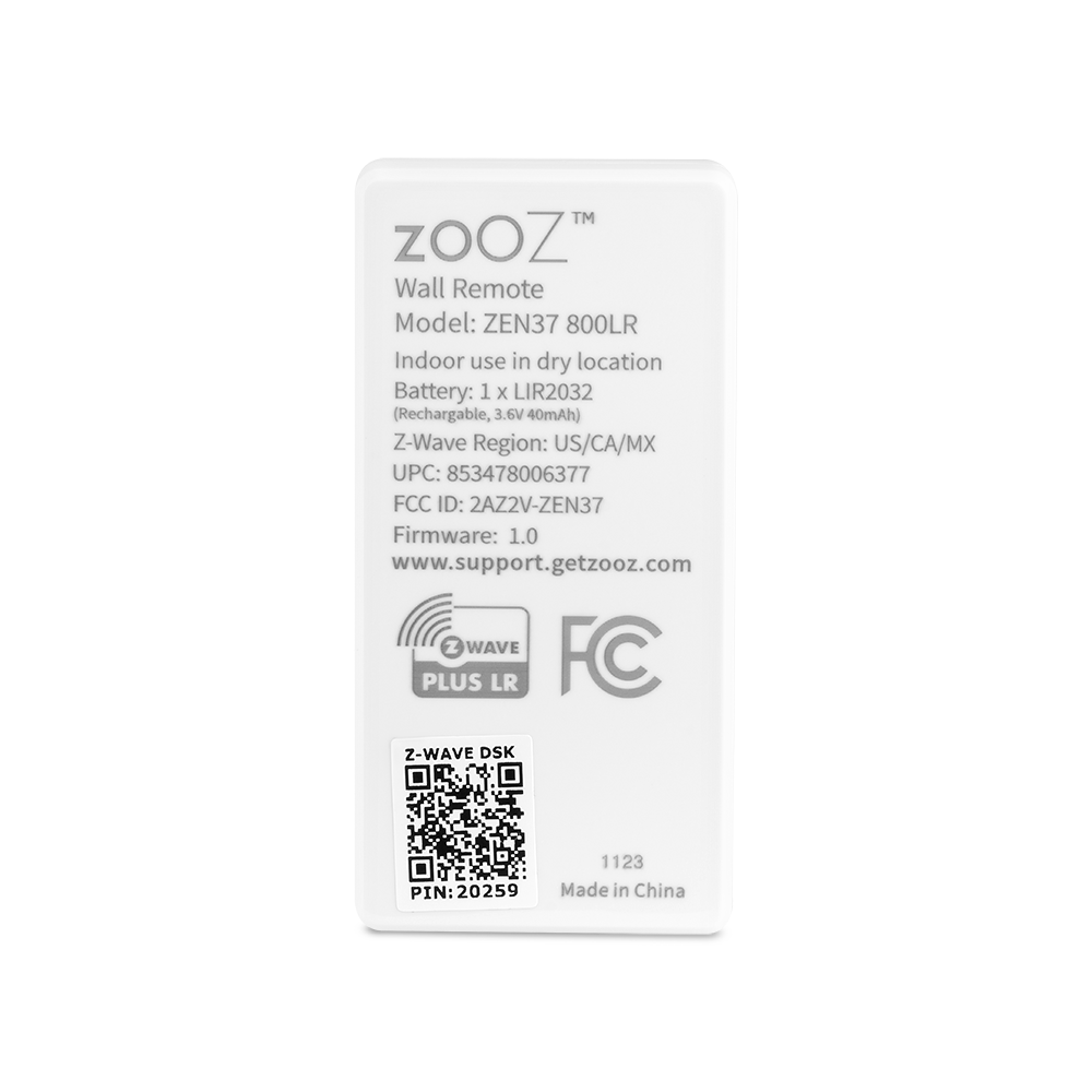 Zooz 700 Series Z-Wave Plus Mesh Network Remote Control & Scene Controller ZEN34 (Battery Powered), White | Z-Wave Hub Required