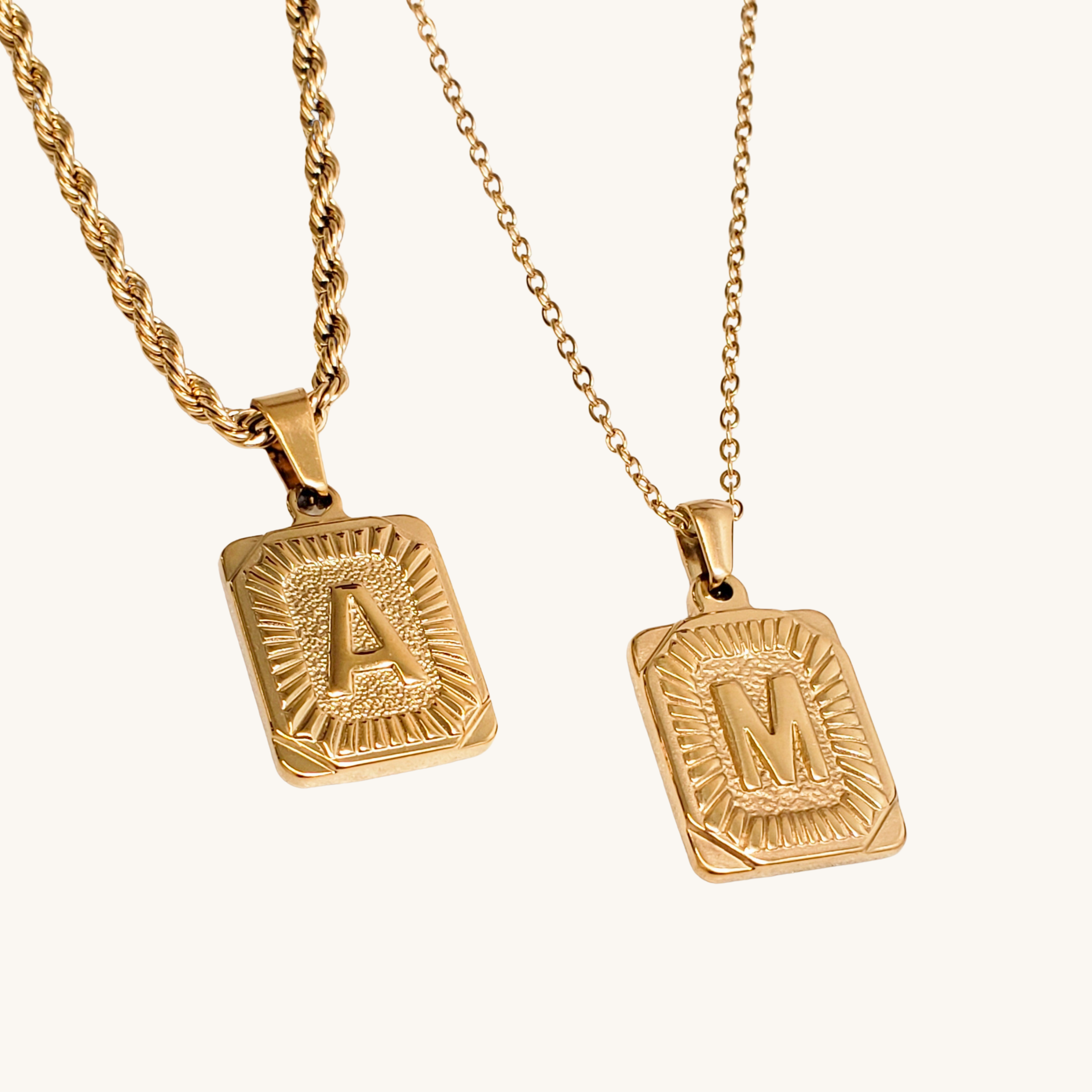 Couple's Initial Vintage Necklaces - Gogo Lush product image