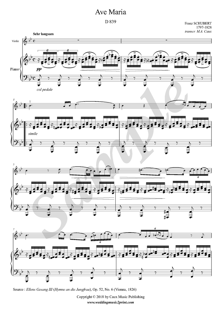 Schubert Ave Maria Sheet Music Weddingmusic2print