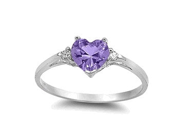 Sterling Silver Amethyst Heart Ring with Heart-Shaped Gift-Box