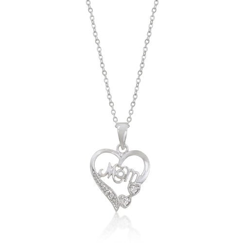 #1 Mom Necklace in White Gold