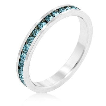 White Gold and Aquamarine Swarovski Crystal Channel