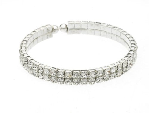 Swarovski Clasp Bracelet in Sterling Overlay - (Double Row)