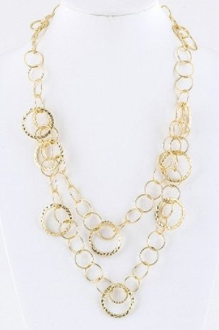 Layered Circle Chain Necklace 24"