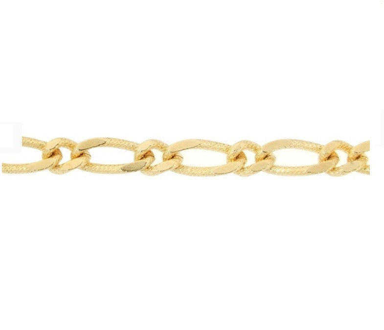 Etched Figaro Chain Gold Necklace