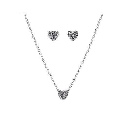 Mini Pave Red Heart Necklace in Crystal Set