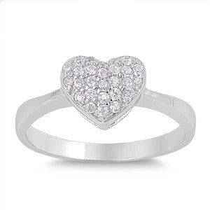 Sterling Silver Pave Heart Ring