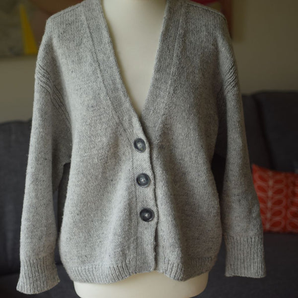 Calm Down Cardigan by Lily Kate France in BC Garn Loch Lomond Silver