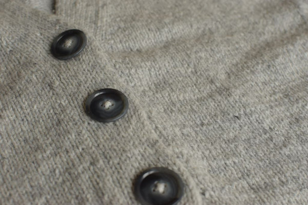 Calm Down Cardigan button fastening, in BC Garn Loch Lomond Silver 