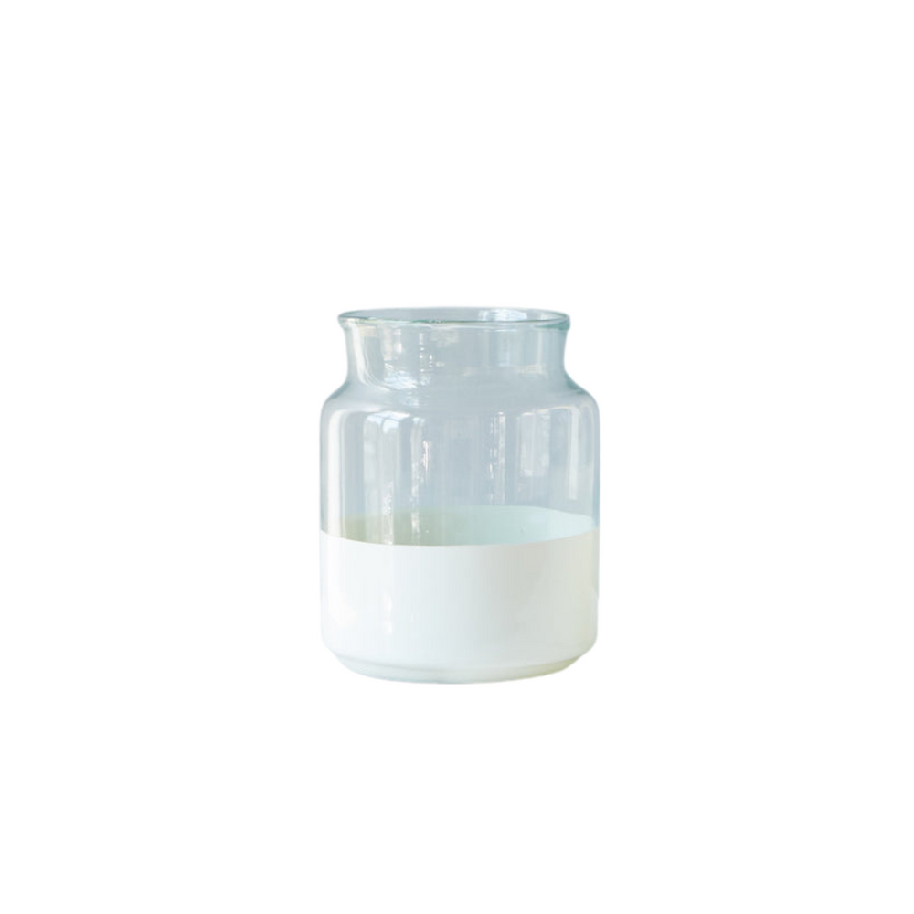 White Colorblock Mason Jar, Small