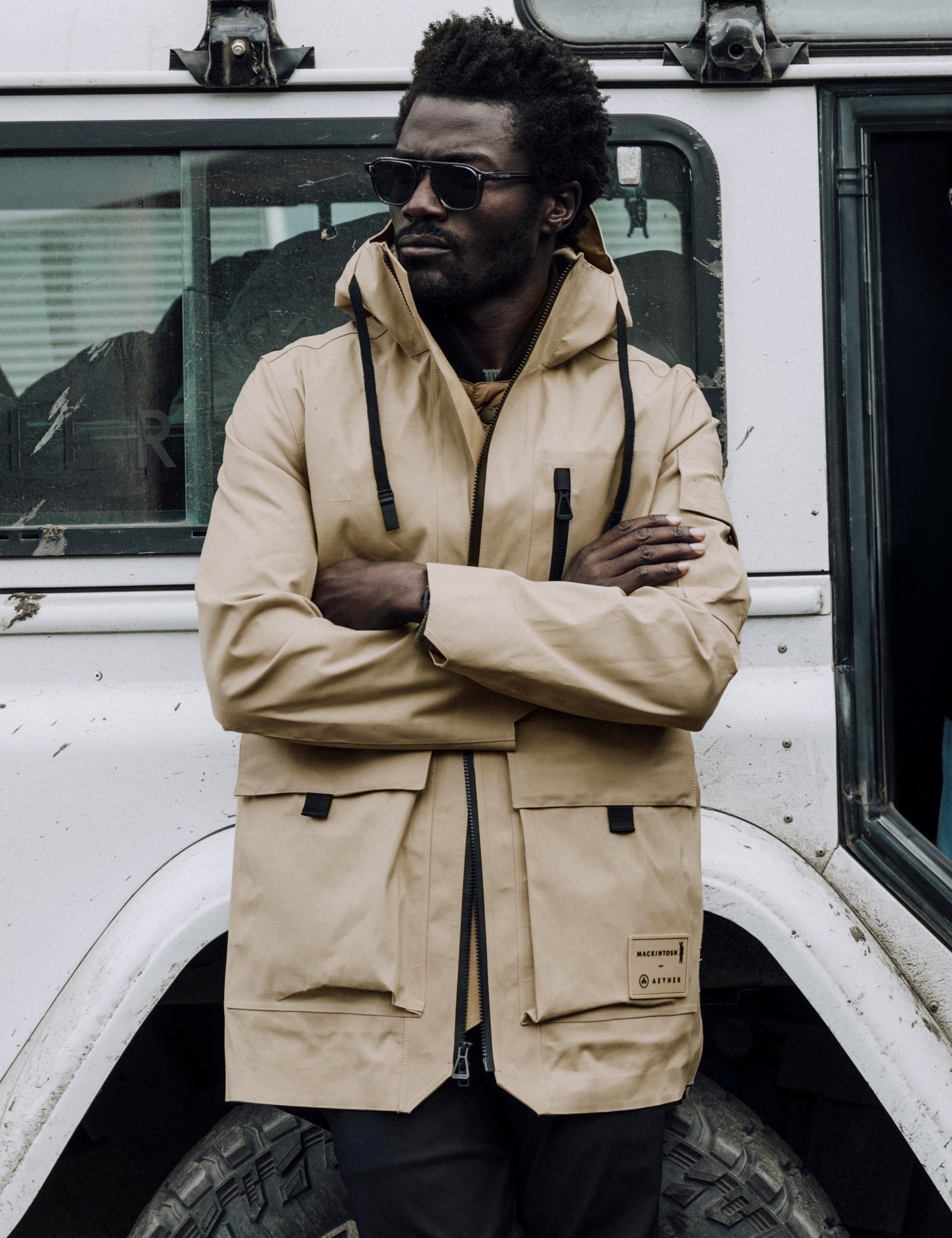 Man wearing beige parka from AETHER Apparel