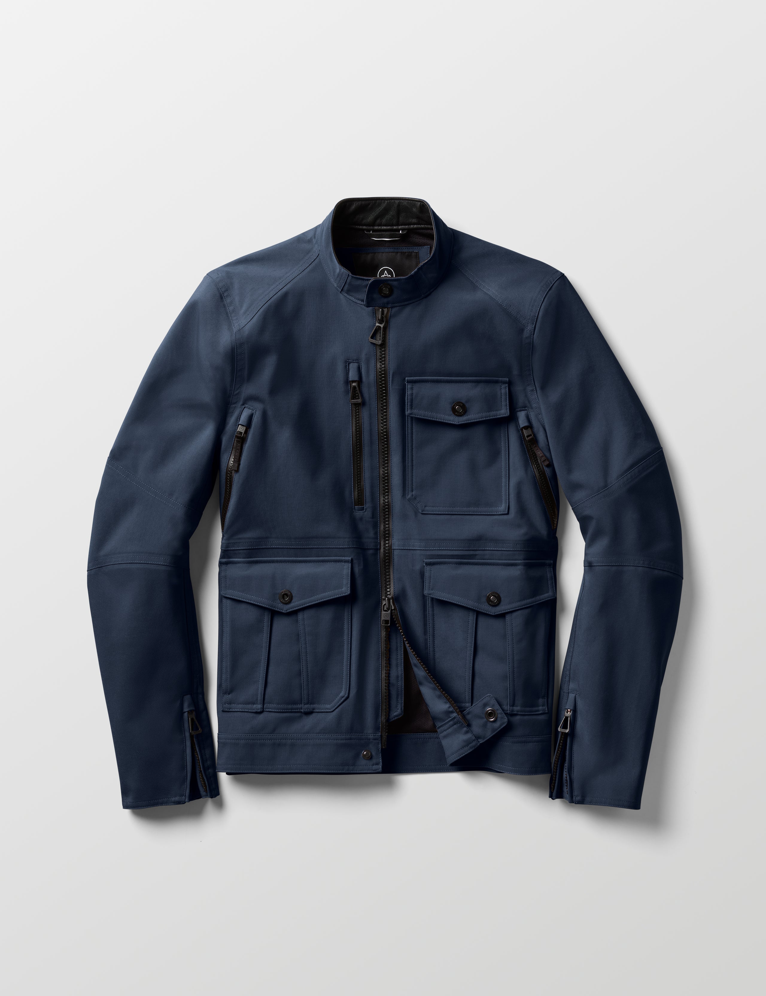 dark blue motorcycle jacket from AETHER Apparel