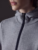 Woman wearing grey W Riley Full-Zip Sweater