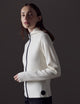 Woman wearing white W Riley Full-Zip Sweater