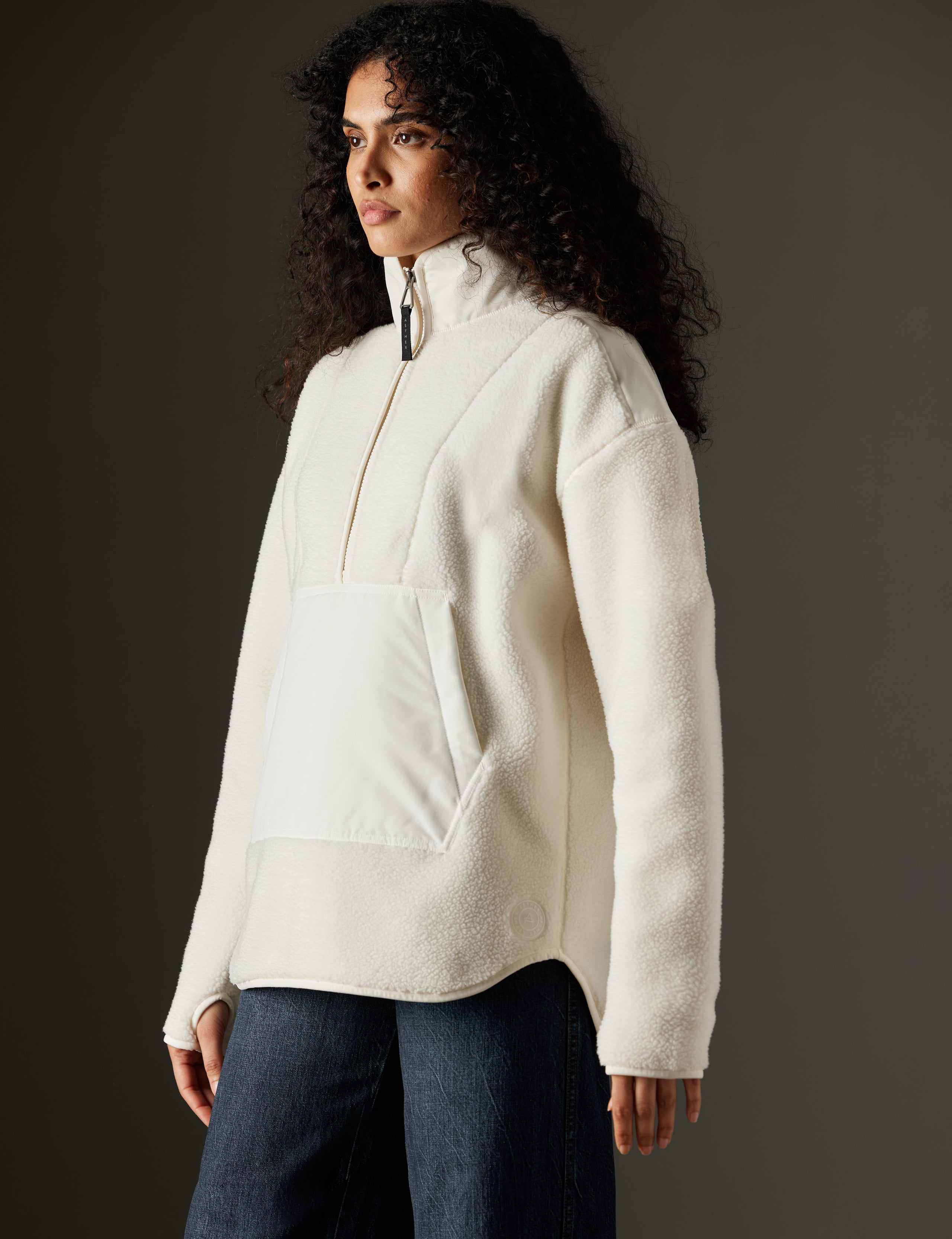 Women wearing white fleece anorak from AETHER Apparel