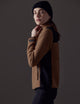 Woman wearing brown fleece from AETHER Apparel