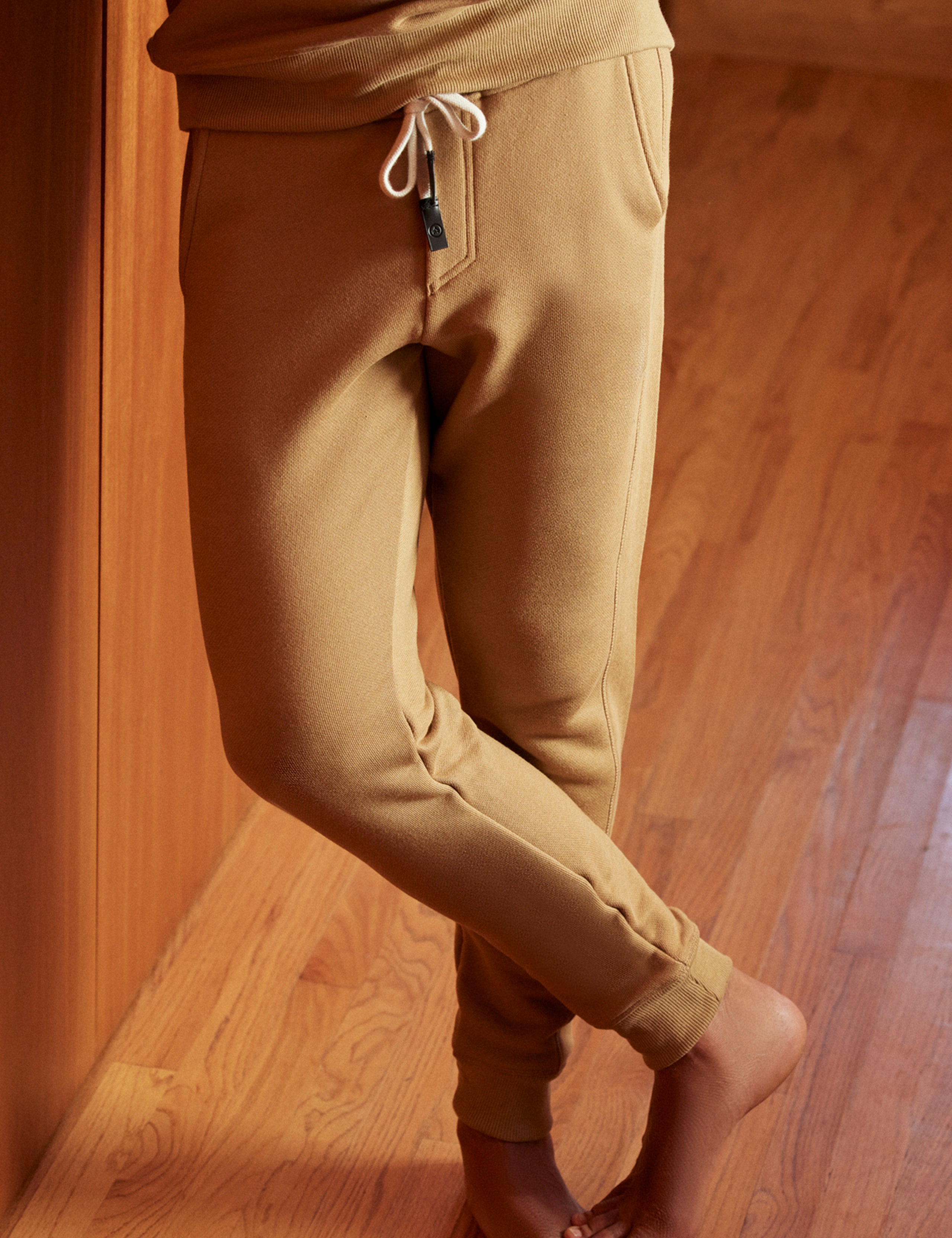 man wearing brown sweatpants