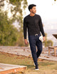 man wearing black long sleeve shirt